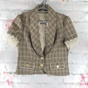 Jak & Rae Plaid And Lace Blazer, size Medium